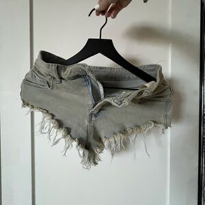 SHEIN Tan Jean Shorts Distressed High-Waisted